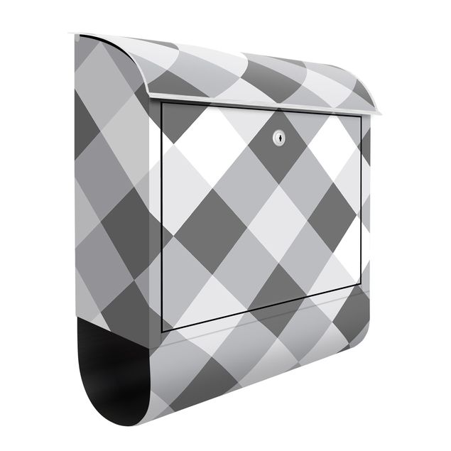 caixa de correio cinza Geometrical Pattern Rotated Chessboard Grey