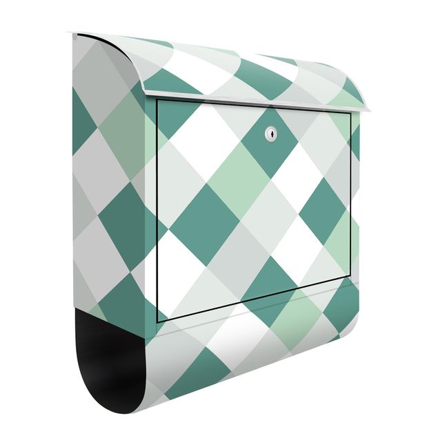 Caixa correio verde Geometrical Pattern Rotated Chessboard Green
