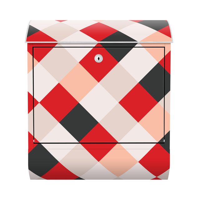 caixas de correio exteriores Geometrical Pattern Rotated Chessboard Red