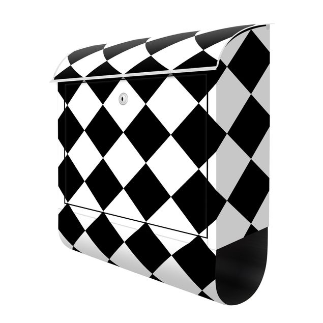 caixas de correio exteriores Geometrical Pattern Rotated Chessboard Black And White