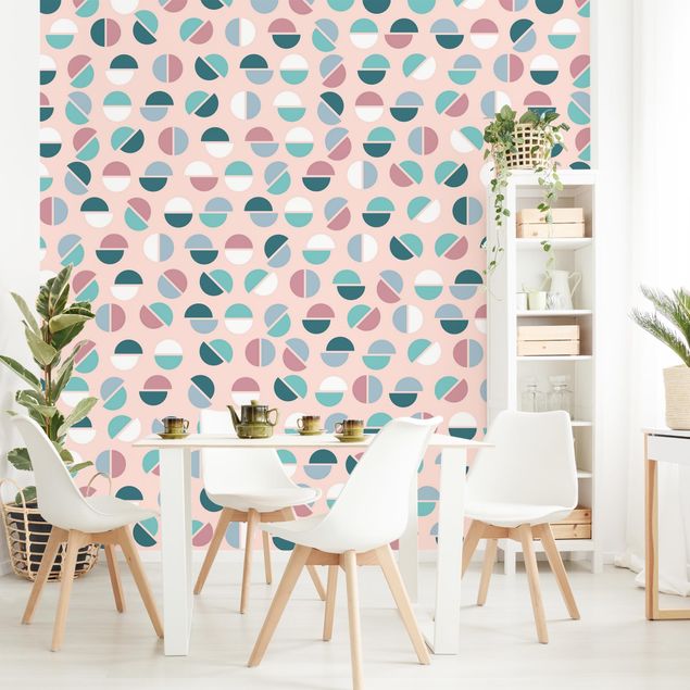 papel de parede moderno Geometrical Pattern Semicircle In Pastell Colours