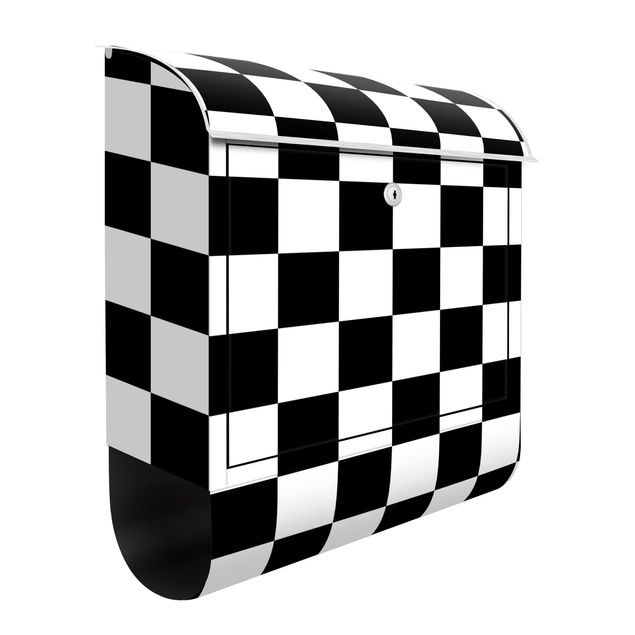 Caixas de correio em preto e branco Geometrical Pattern Chessboard Black And White