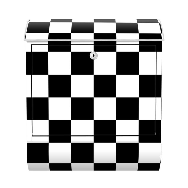 Caixas de correio em preto Geometrical Pattern Chessboard Black And White