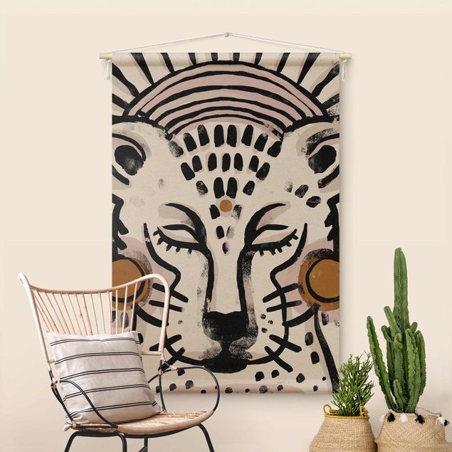 decoraçao para parede de cozinha Cheetah with Pearl Earrings Illustration