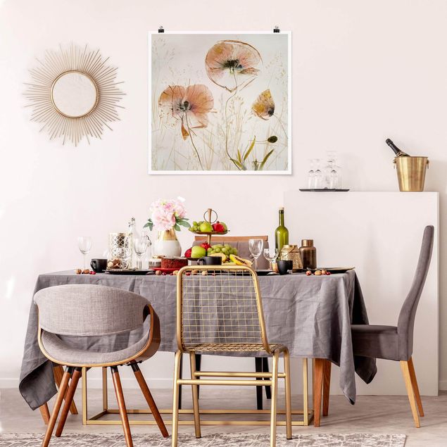 Posters flores Dried Poppy Flowers With Delicate Grasses