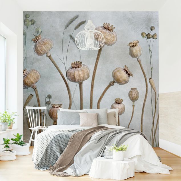 papel de parede para quarto de casal moderno Dried Poppy Flower