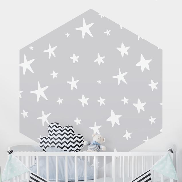 decoração para quartos infantis Drawn Big Stars Up In Grey Sky
