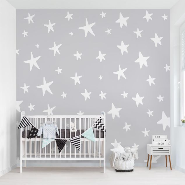 decoração quarto bebé Drawn Big Stars Up In Grey Sky