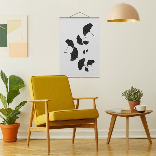 quadros modernos para quarto de casal Ginkgo Composition In Black And White