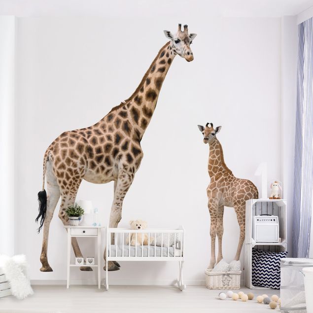 papel de parede moderno Giraffe Mother And Child