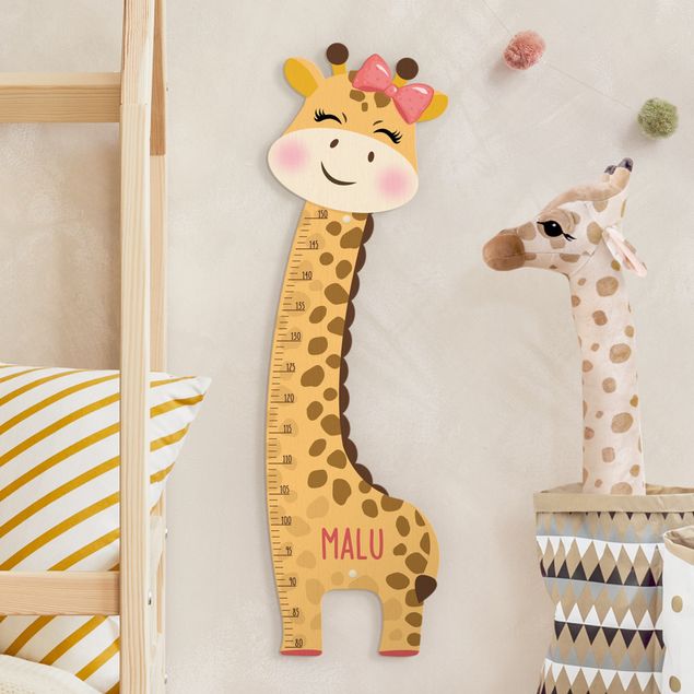 Kindermesslatten Holz Giraffe girl with custom name