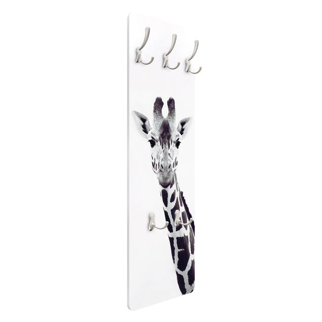 Cabides de parede Giraffe Portrait In Black And White