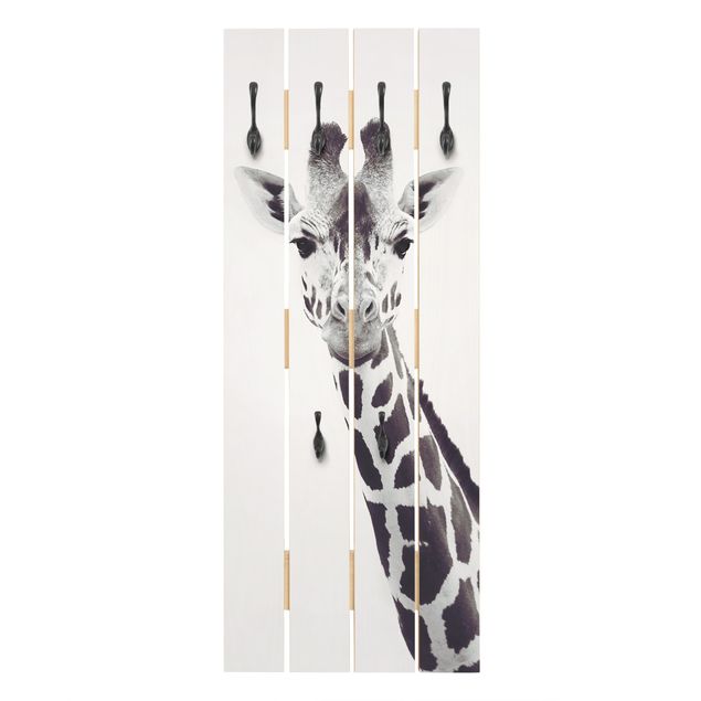 Cabide de parede Giraffe Portrait In Black And White