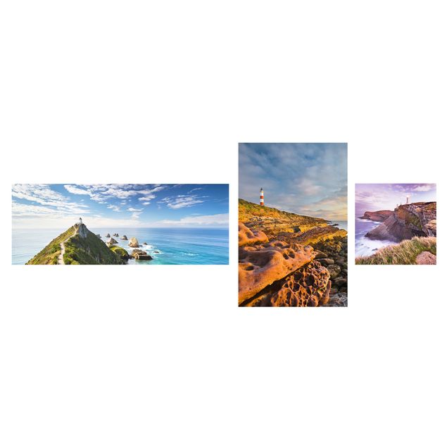 Quadros mar Lighthouse Trio Collage