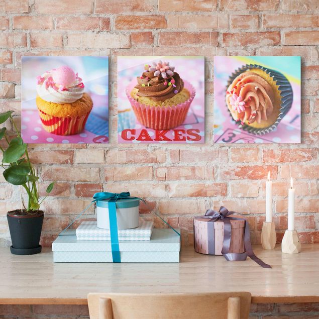 decoraçao para parede de cozinha Colourful Cupcakes