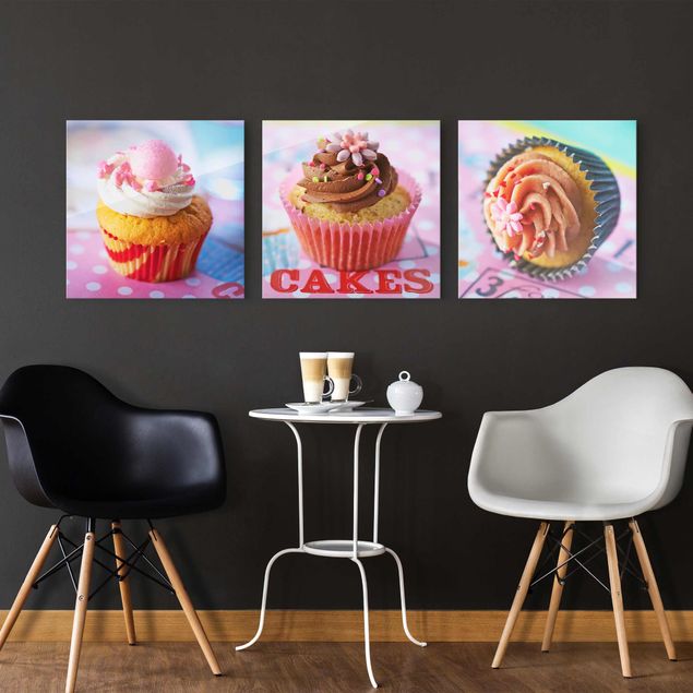 quadros modernos para quarto de casal Colourful Cupcakes