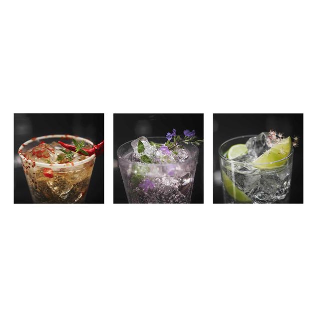 quadro de vidro Drinks With Ice Cubes Close-Up