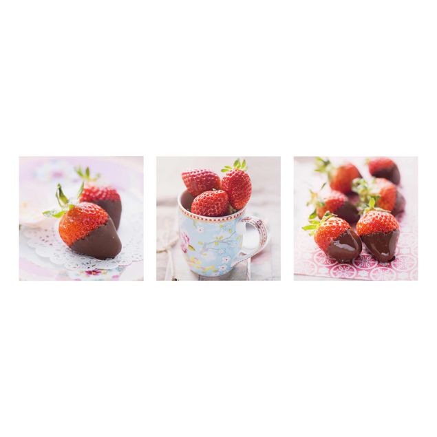 Quadros florais Strawberries In Chocolate Vintage