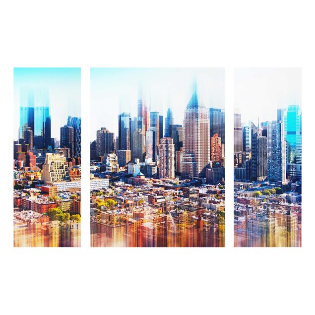 Quadros em vidro cidades e paisagens urbanas Manhattan Skyline Urban Stretch