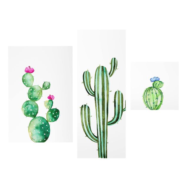 quadros flores Watercolour Cactus Set