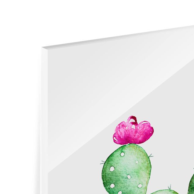 quadro em vidro Watercolour Cactus Set