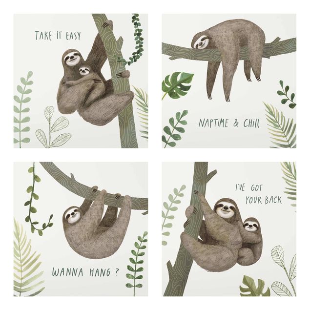 quadro com frases inspiradoras Sloth Proverbs Set II