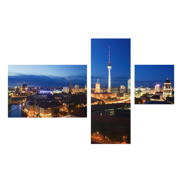 Quadros em vidro cidades e paisagens urbanas TV Tower at night collage