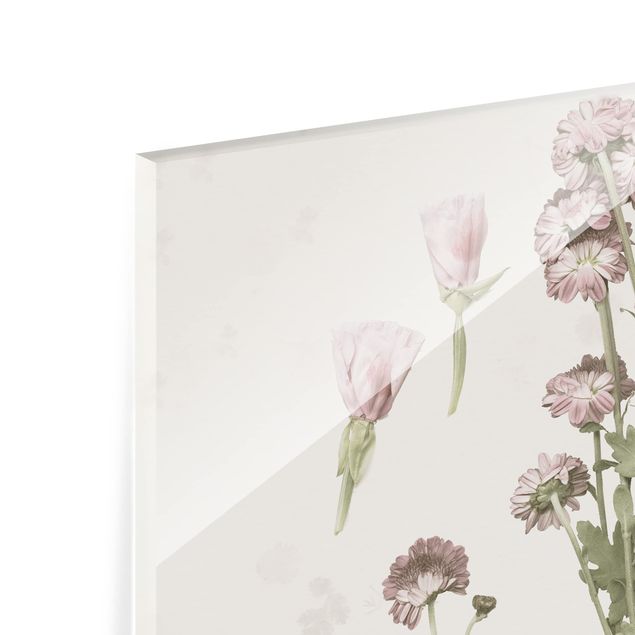 quadro de vidro Herbarium In Pink Set I