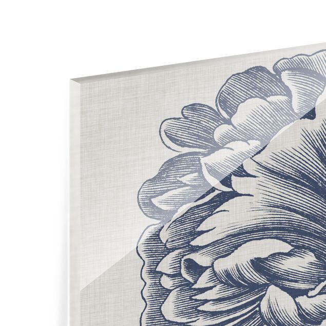 quadro de vidro Indigo Blossom On Linen Set II