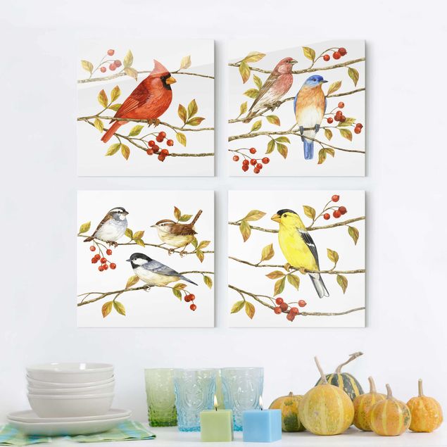 decoraçao para parede de cozinha Birds And Berries Set II