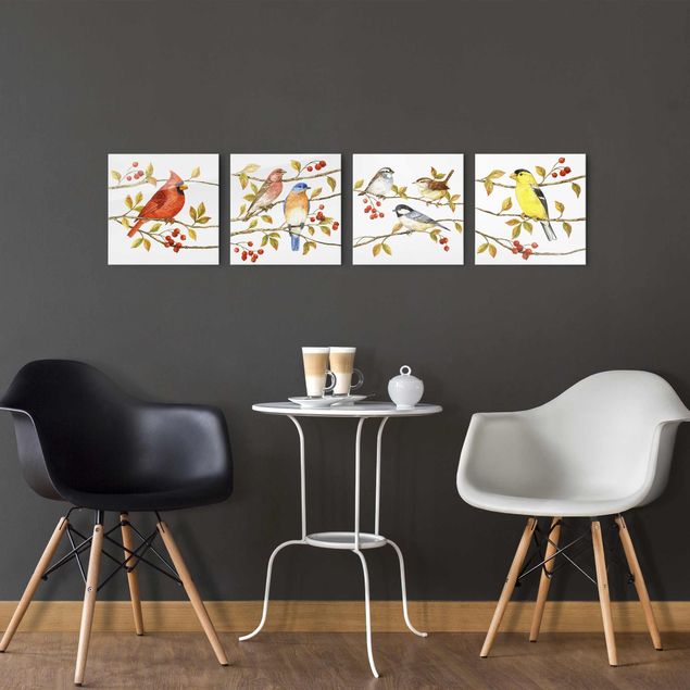 quadros modernos para quarto de casal Birds And Berries Set II