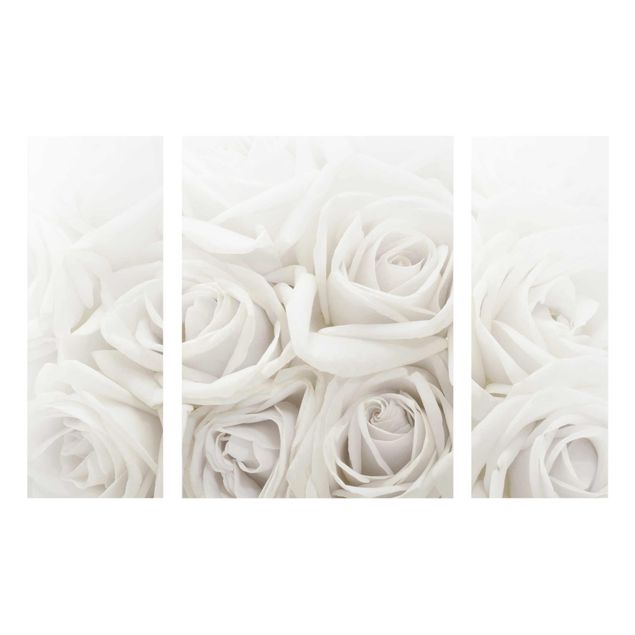 Quadros em vidro flores White Roses