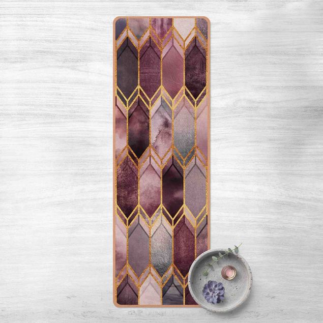 tapete para sala moderno Stained Glass Geometric Rose Gold