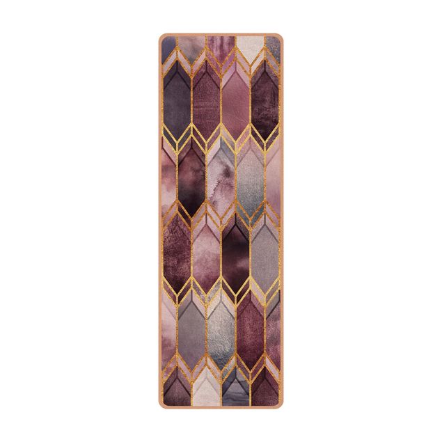 Tapete de ioga Stained Glass Geometric Rose Gold