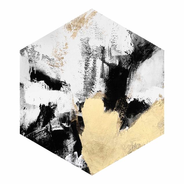 Papel de parede hexagonal Golden Collage