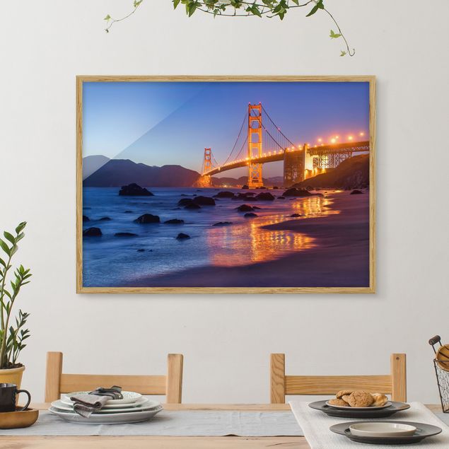 decoraçao para parede de cozinha Golden Gate Bridge At Dusk