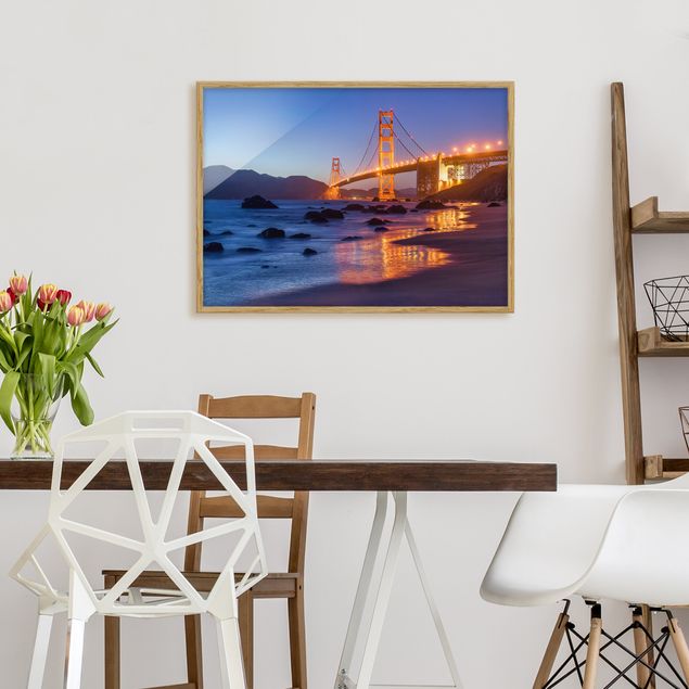 quadros modernos para quarto de casal Golden Gate Bridge At Dusk