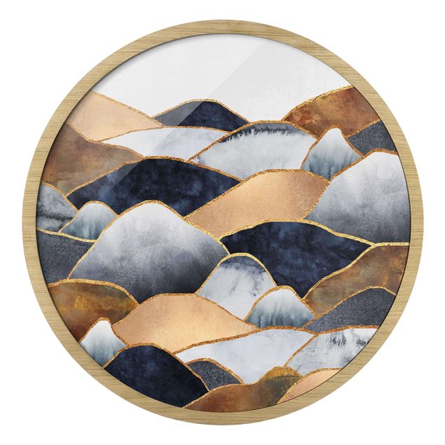Quadros com moldura réplicas de quadros famosos Golden Mountains Watercolour