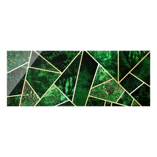 quadros decorativos verde Golden Geometry - Dark Emerald