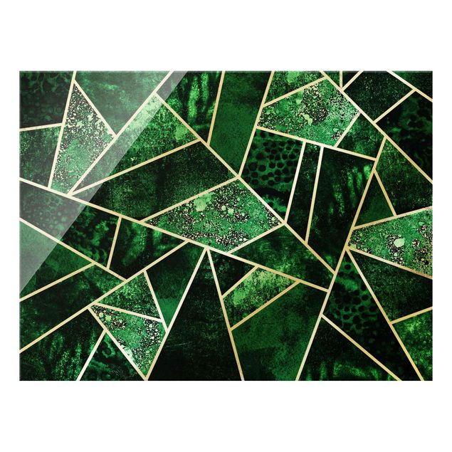 quadros decorativos verde Golden Geometry - Dark Emerald