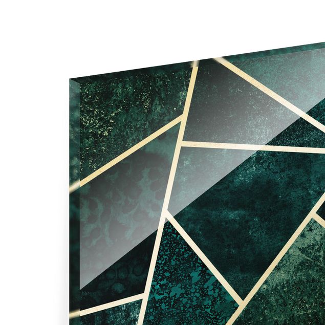 decoração quadros Golden Geometry - Dark Turquoise