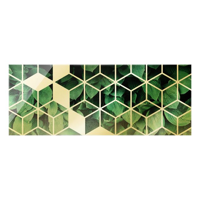 Quadros de Elisabeth Fredriksson Golden Geometry - Green Leaves