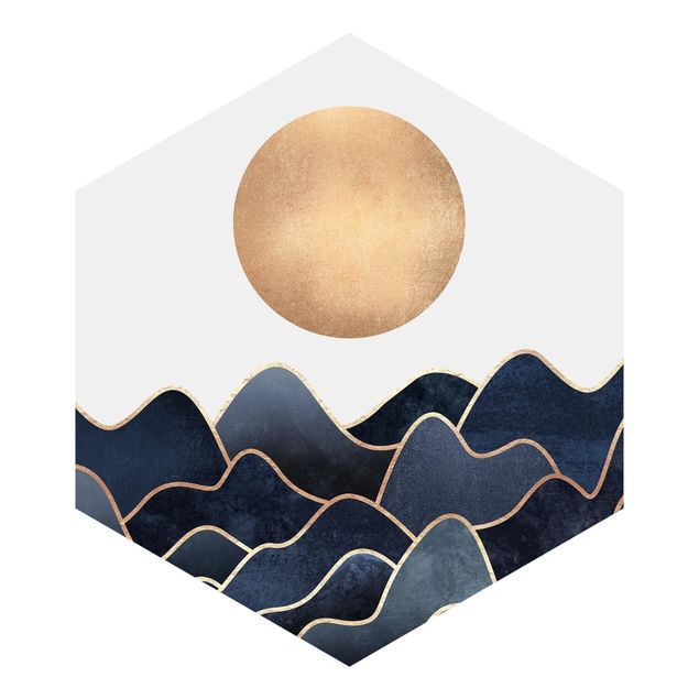 Quadros de Elisabeth Fredriksson Golden Sun Blue Waves