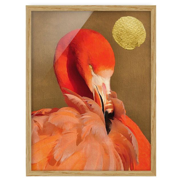 Quadros modernos Golden Moon With Flamingo