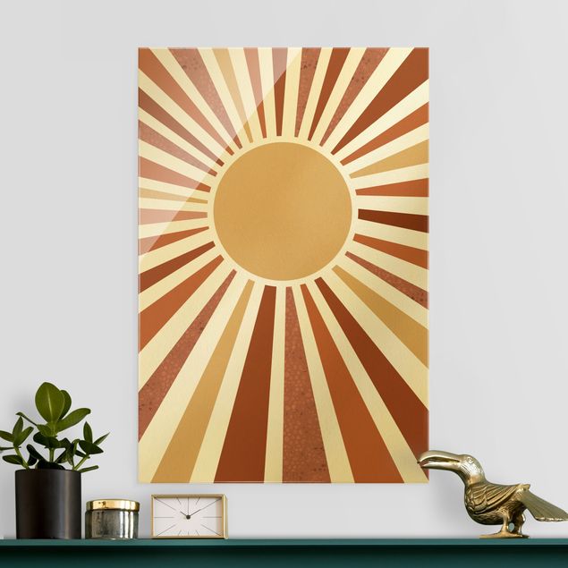 Quadros em vidro abstratos Golden Sun Rays