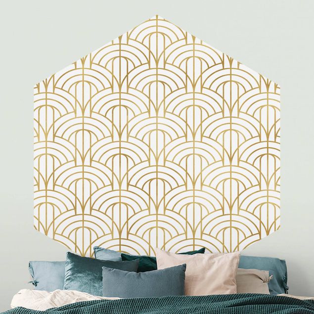 Papel parede geométrico Golden Art Deco Pattern XXL