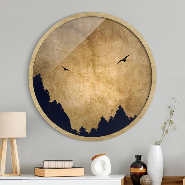 quadro com paisagens Gold Moon In The Forest