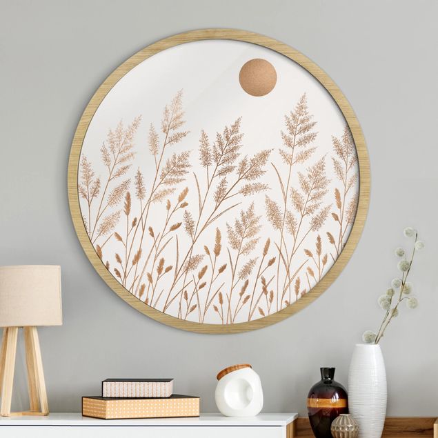 Quadros florais Grasses And Moon In Gold