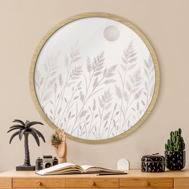Quadros florais Grasses And Moon In Silver