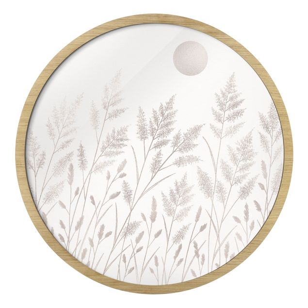 decoração quadros Grasses And Moon In Silver